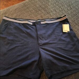 Navy Blue Men's Boxer Shorts with Striped Waistband